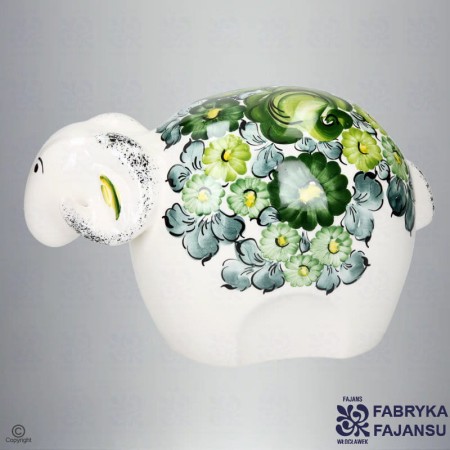 Figurka Baranek 20 cm Zieleń Fajans Włocławek