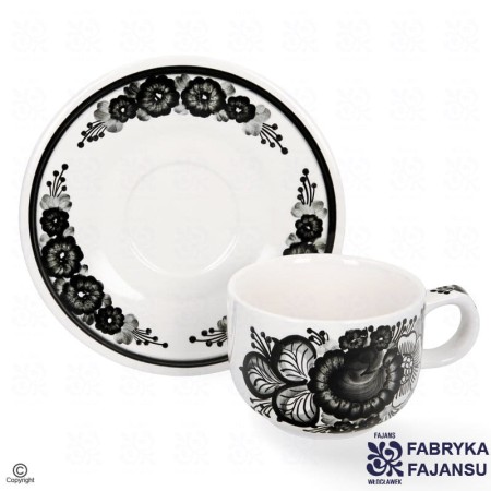 Filiżanka Ola 250 ml Czarna ze spodkiem