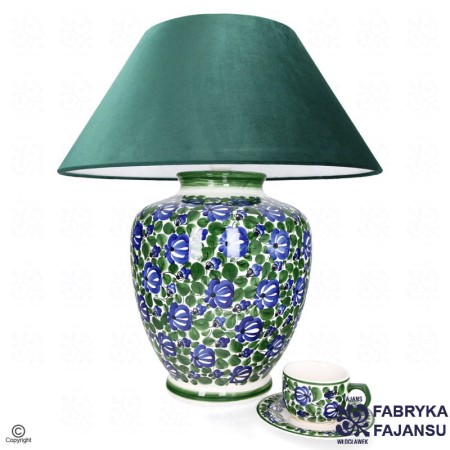 ogromna lampa londynka zielona fajans