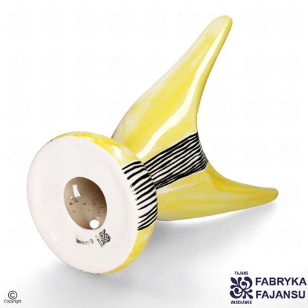 Fajans Włocławek Lampa Rogata podstawa lampy Wzór 407 żółta