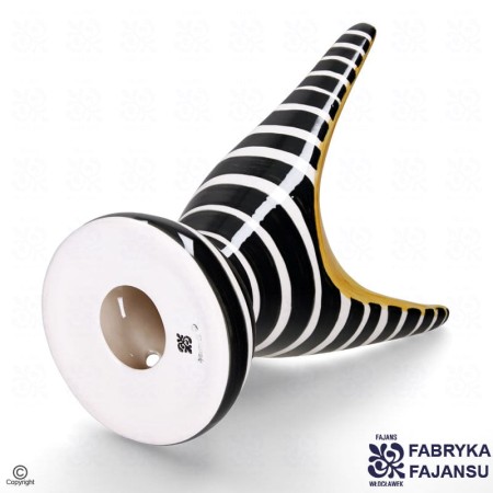 Fajans Włocławek Lampa Rogata podstawa lampy Wzór 407 w pasy czarno białe