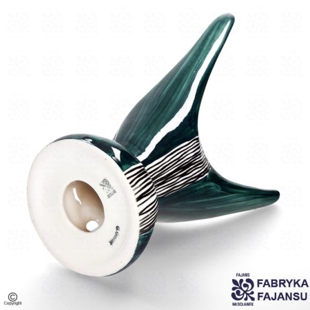 Fajans Włocławek Lampa Rogata podstawa lampy Wzór 407 zielona